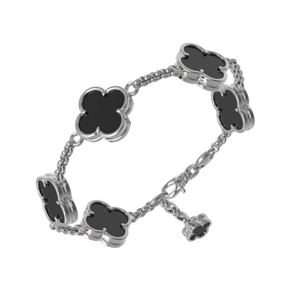 Браслет из белого золота c ониксом