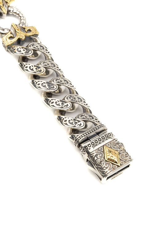 Браслет из серебра и золота c рубином