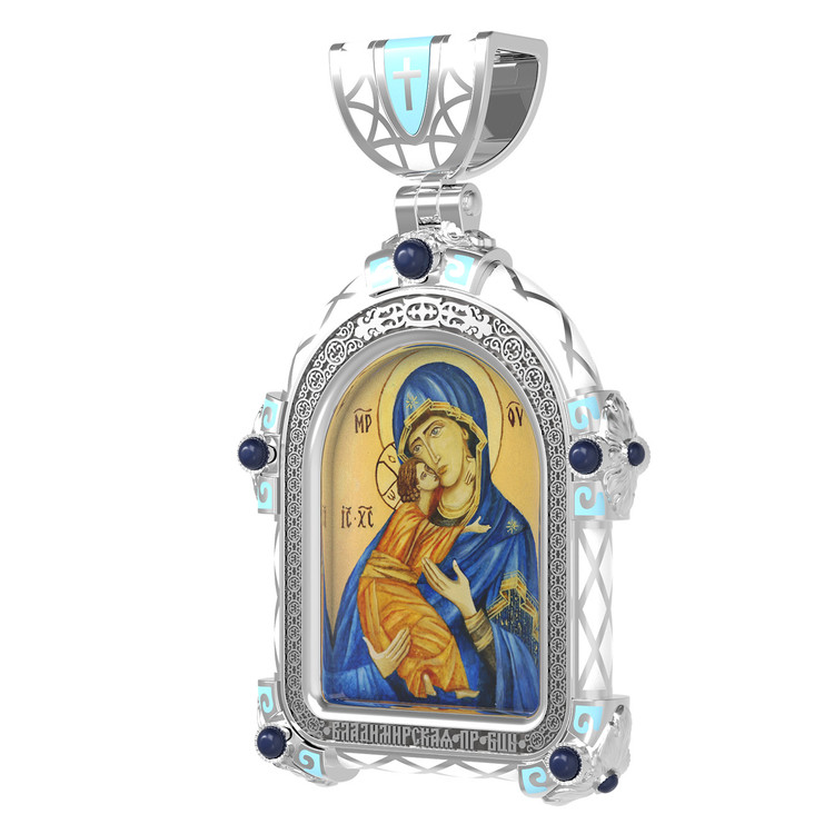 Образок из белого золота c эмалью, иконописью и темперой