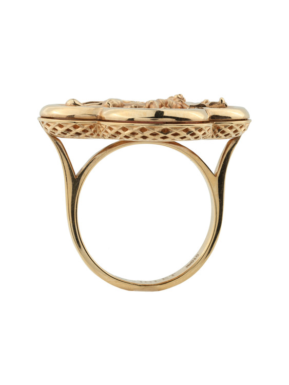 Кольцо из золота c эмалью и перламутром