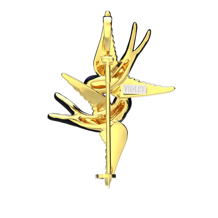 Брошь из лимонного золота c эмалью