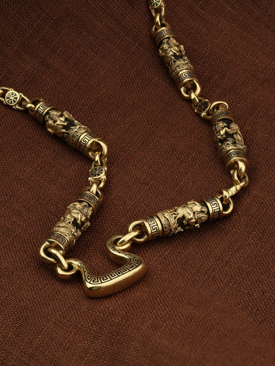 Цепь из лимонного золота c эмалью и эбеновым деревом