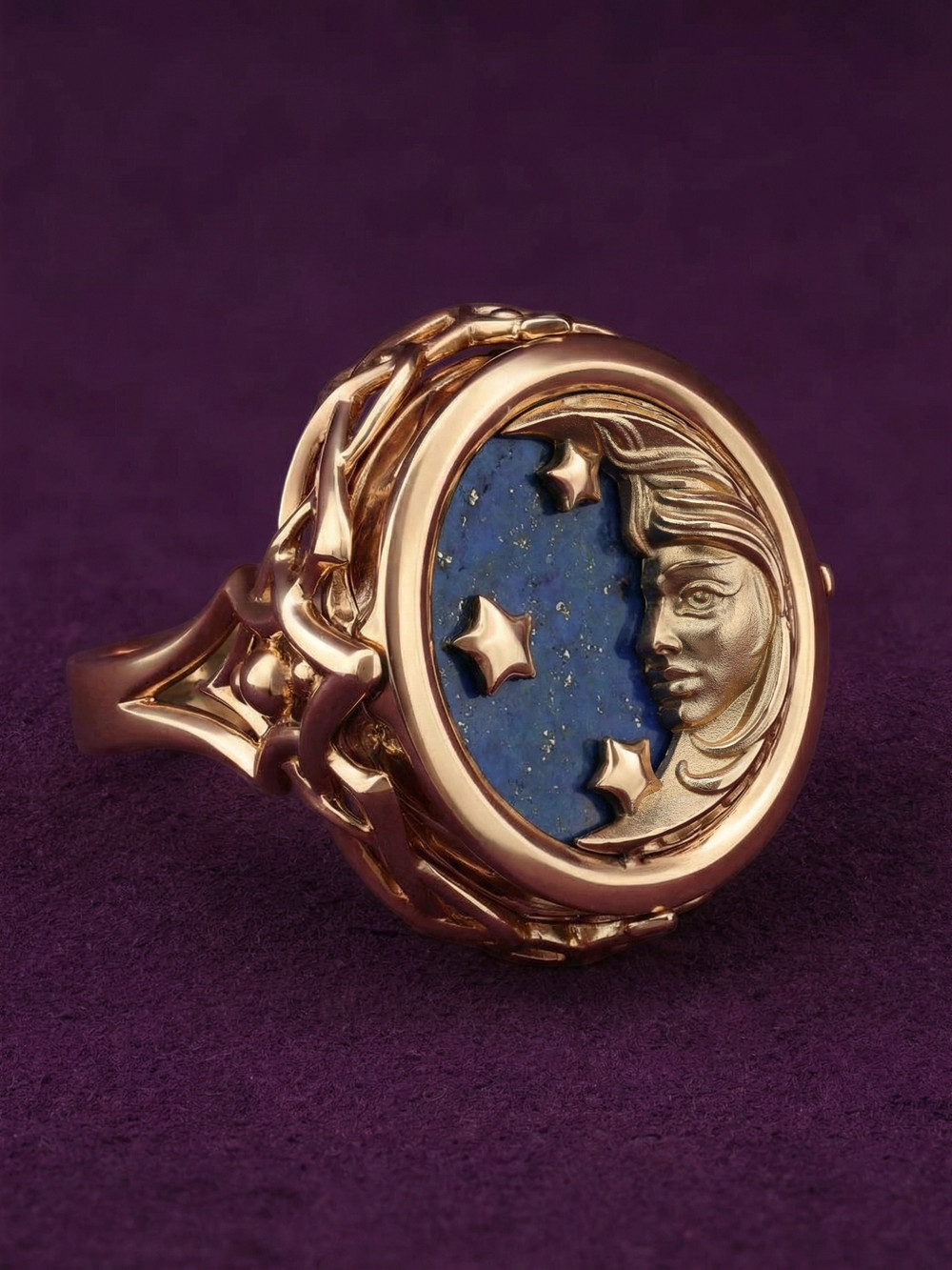 Кольцо из золота c бирюзой и лазуритом