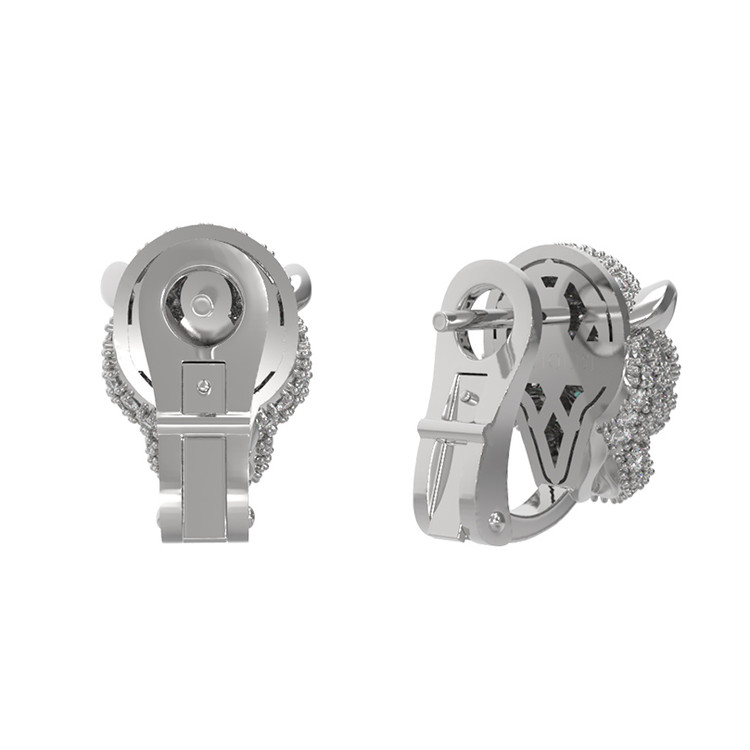 Серьги из белого золота c бриллиантами и изумрудом