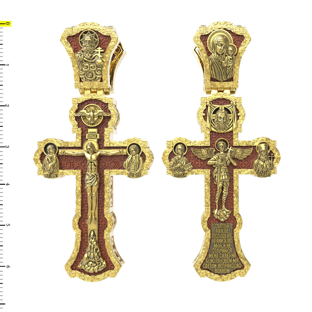 Крест из лимонного золота c деревом груши