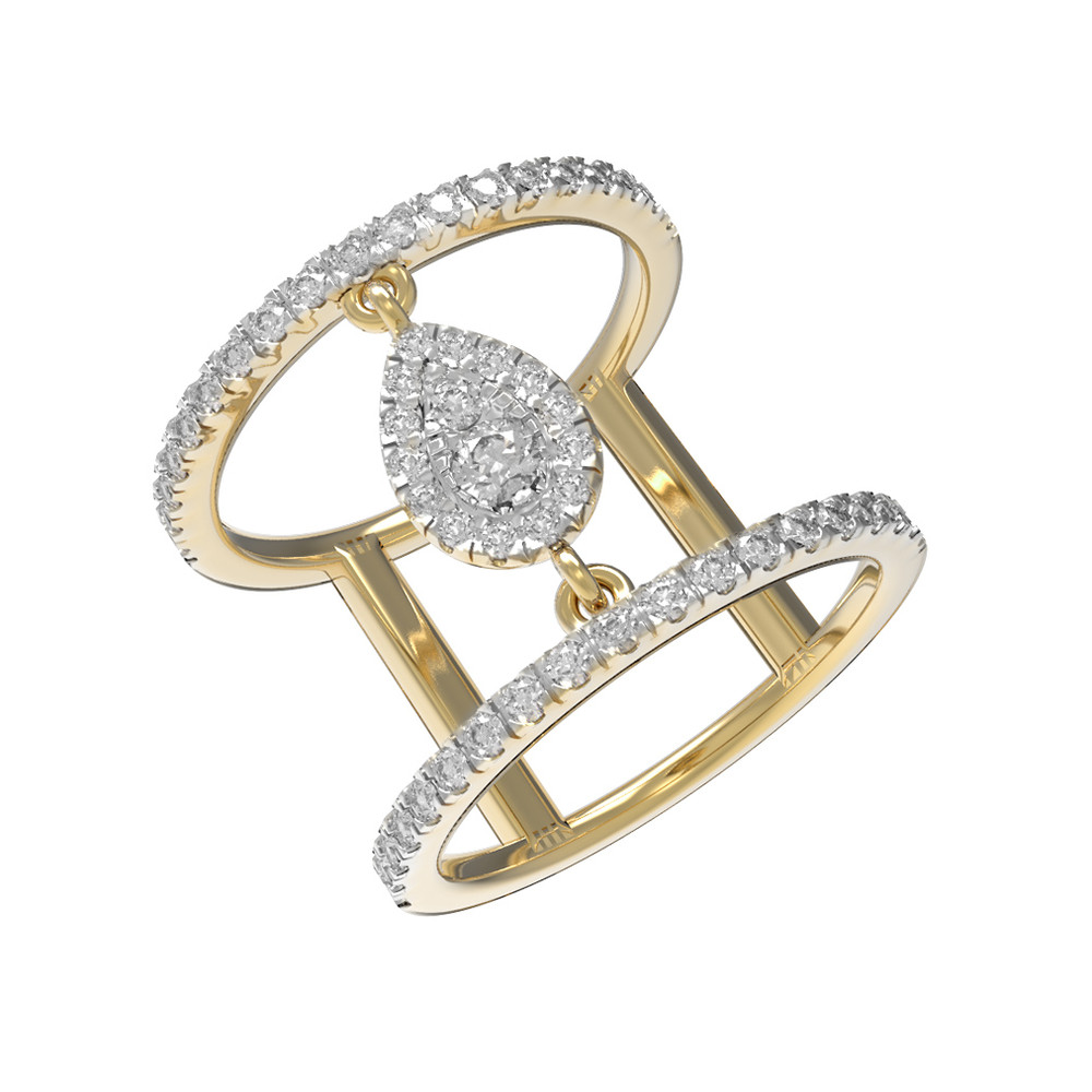 Кольцо из лимонного золота c бриллиантами