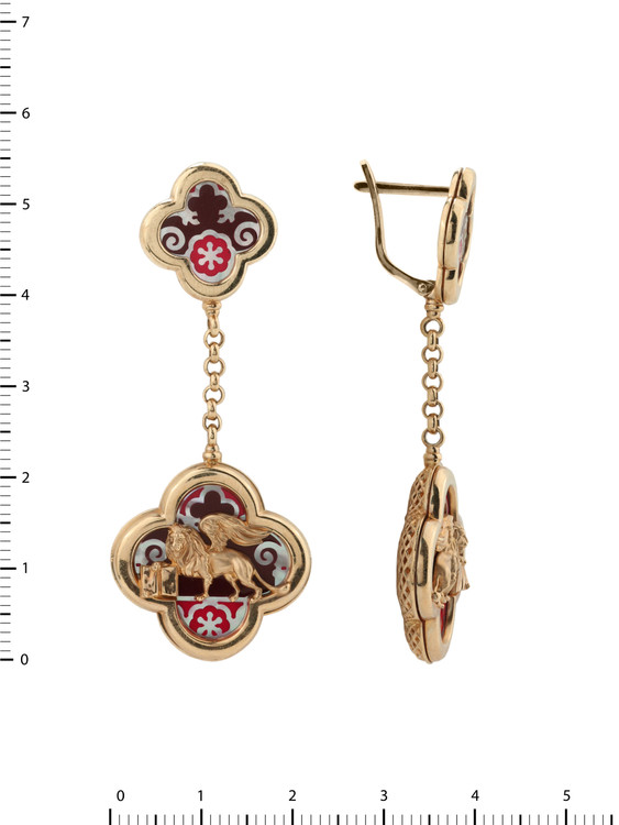 Серьги из золота c эмалью и перламутром