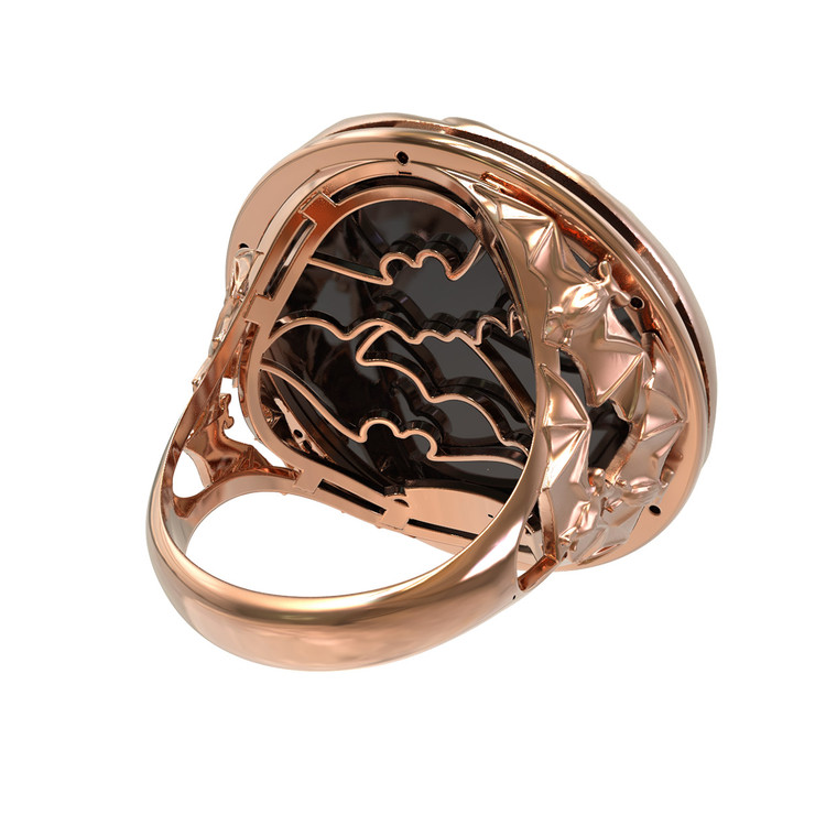 Кольцо из золота c эмалью и ониксом