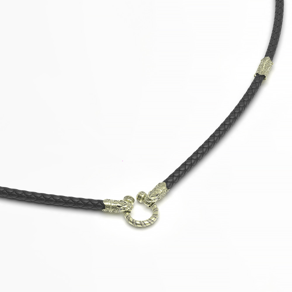 Гайтан из зелёного золота c кожаным шнурком