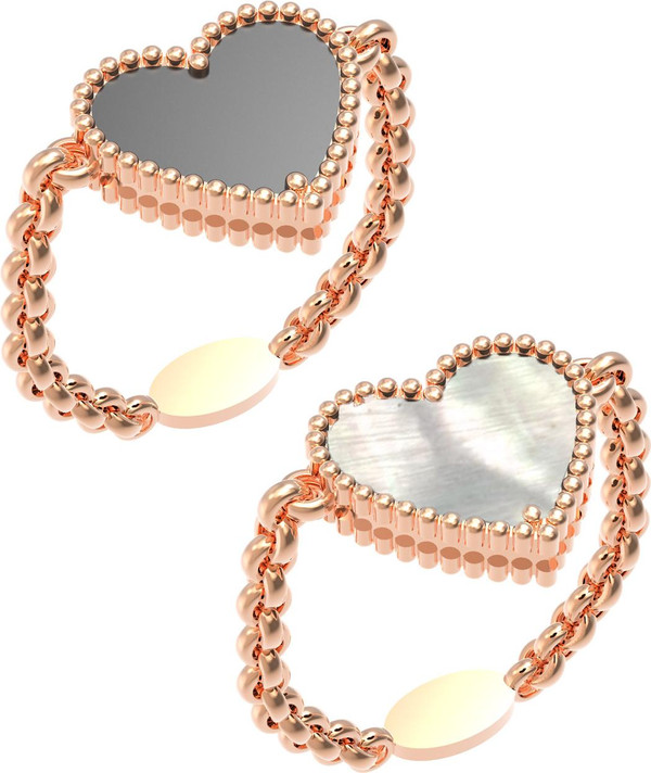 Кольцо из золота c ониксом и перламутром