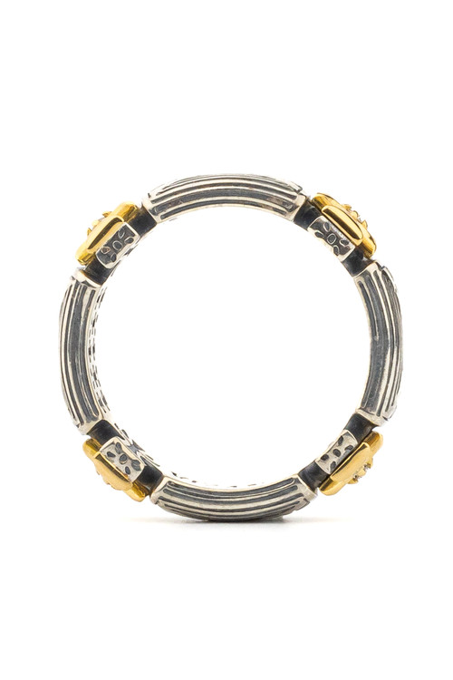 Кольцо из серебра и золота c бриллиантами и рубином