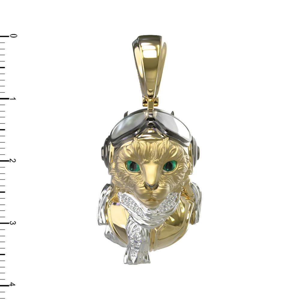 Подвеска из лимонного золота c эмалью, бриллиантами и рубином