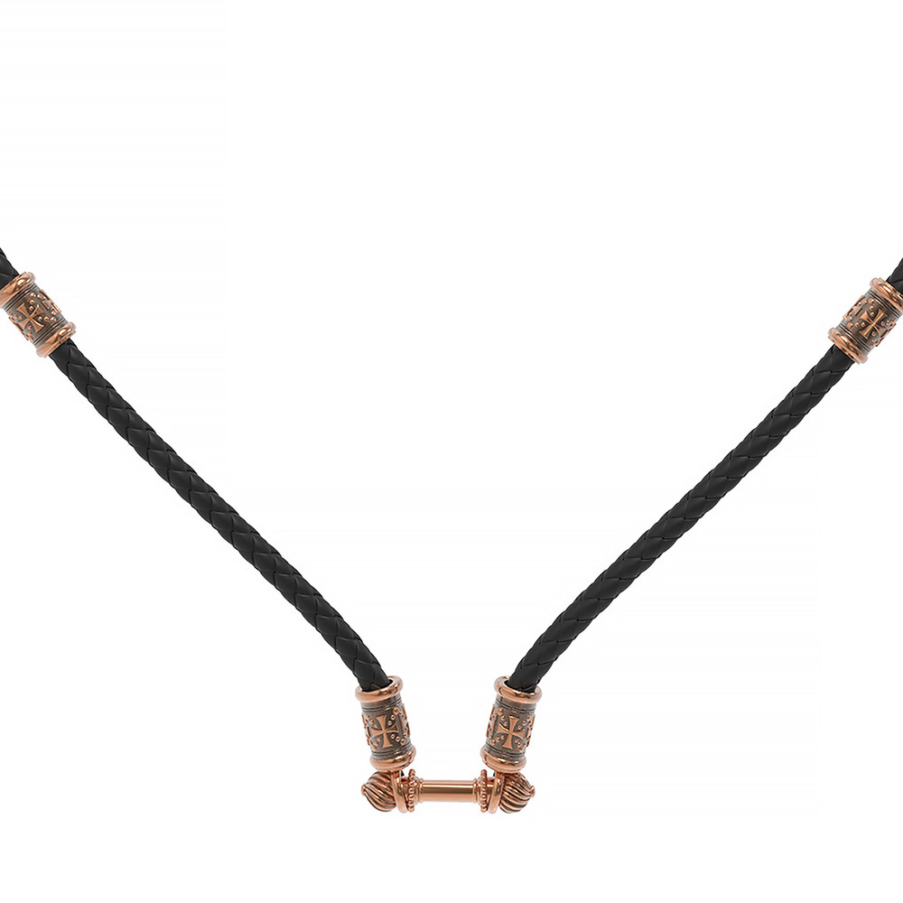 Гайтан из золота c кожаным шнурком