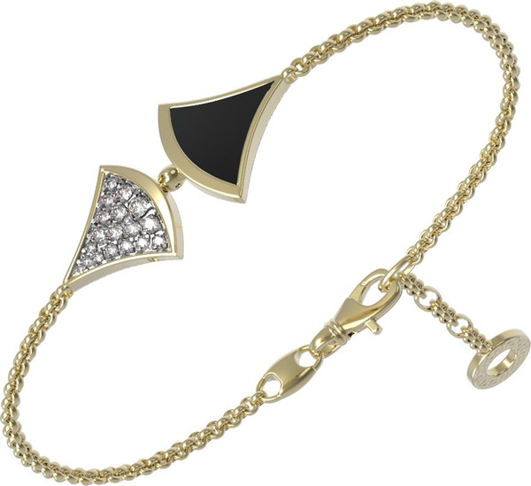 Браслет из лимонного золота c бриллиантами и ониксом