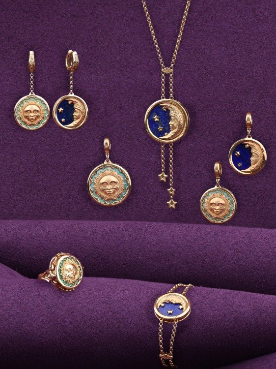 Колье из золота c бирюзой и лазуритом