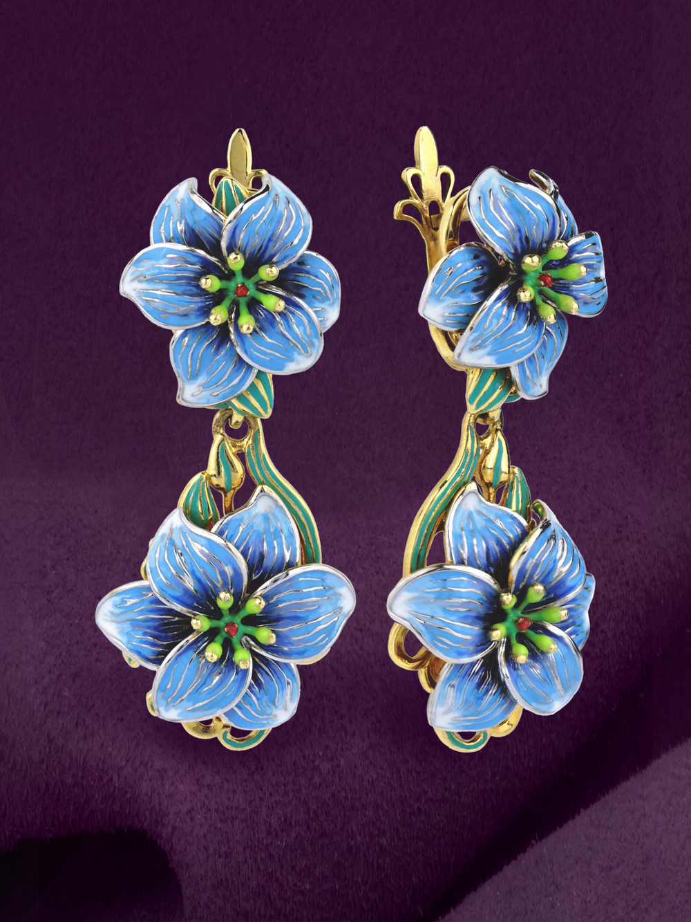 Серьги из лимонного золота c эмалью