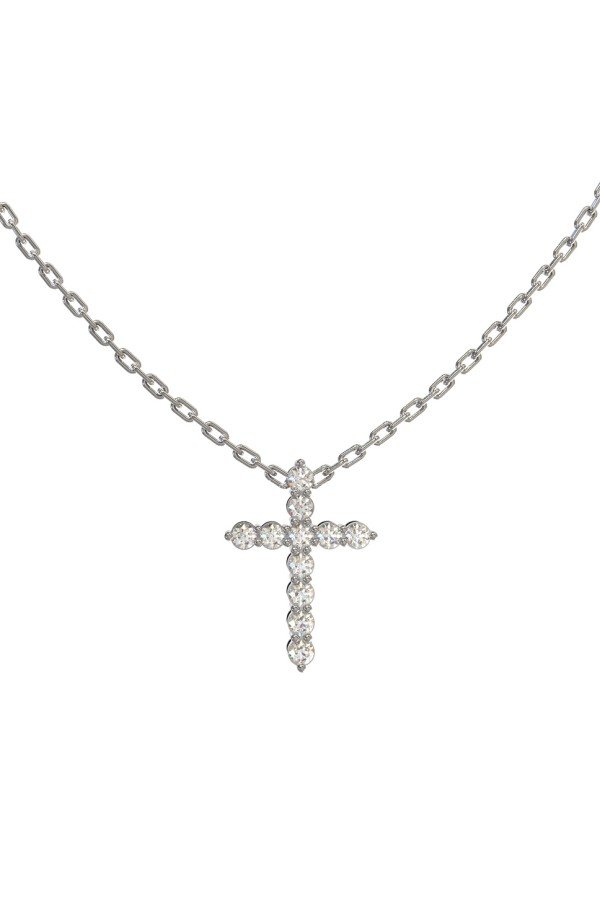 Крест из белого золота c бриллиантами