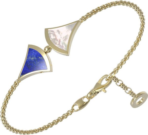 Браслет из лимонного золота c лазуритом и перламутром