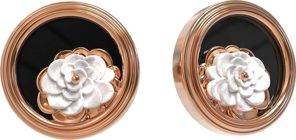 Серьги из золота c ониксом и перламутром