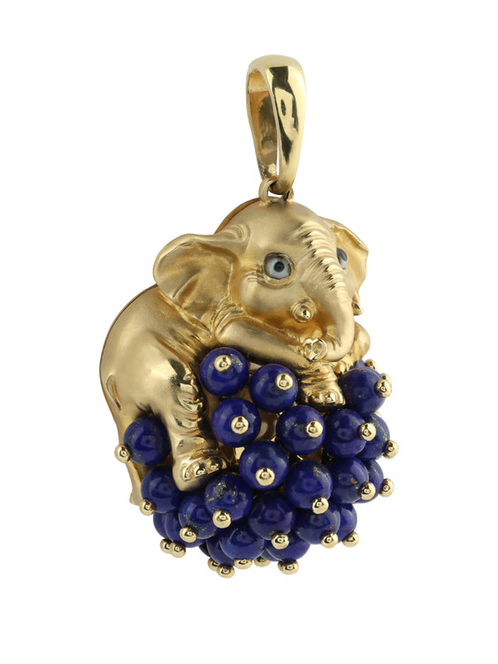 Подвеска из лимонного золота c эмалью и лазуритом