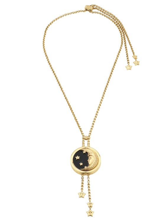 Колье из лимонного золота c ониксом и перламутром