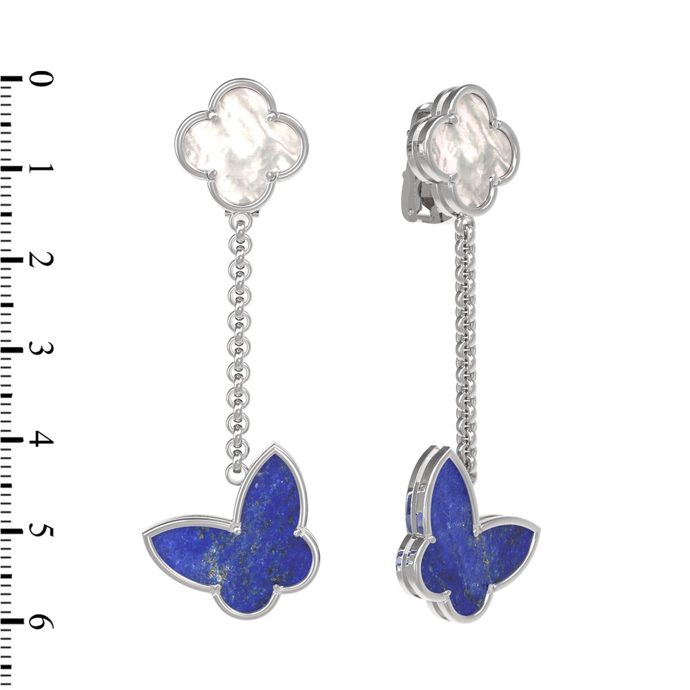 Серьги из белого золота c лазуритом и перламутром