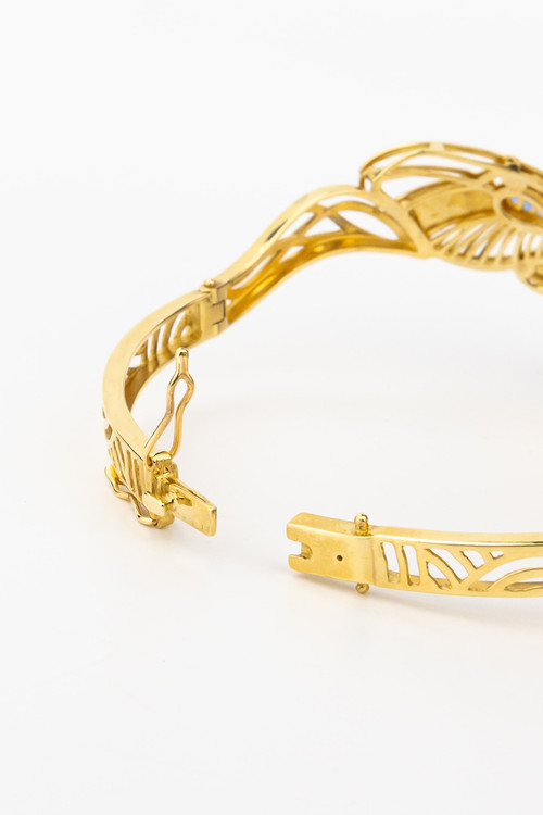 Браслет из лимонного золота c эмалью, фианитом, турмалином и эмалью