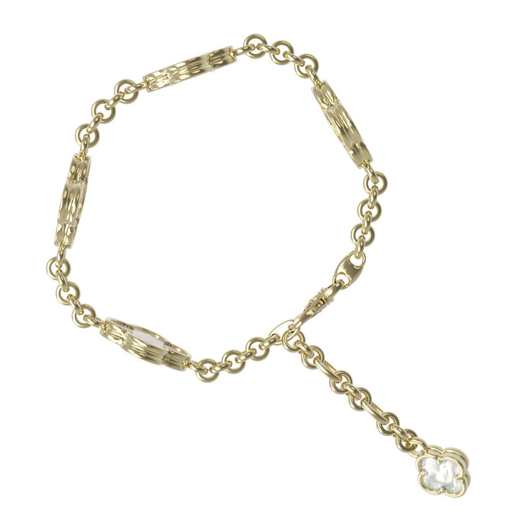 Браслет из лимонного золота c перламутром