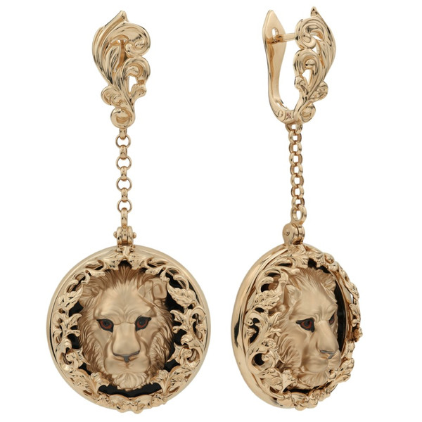 Серьги из золота c эмалью и ониксом