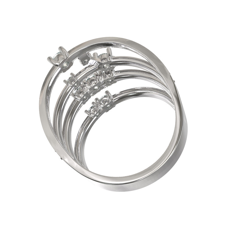 Кольцо из белого золота c бриллиантами и сапфиром