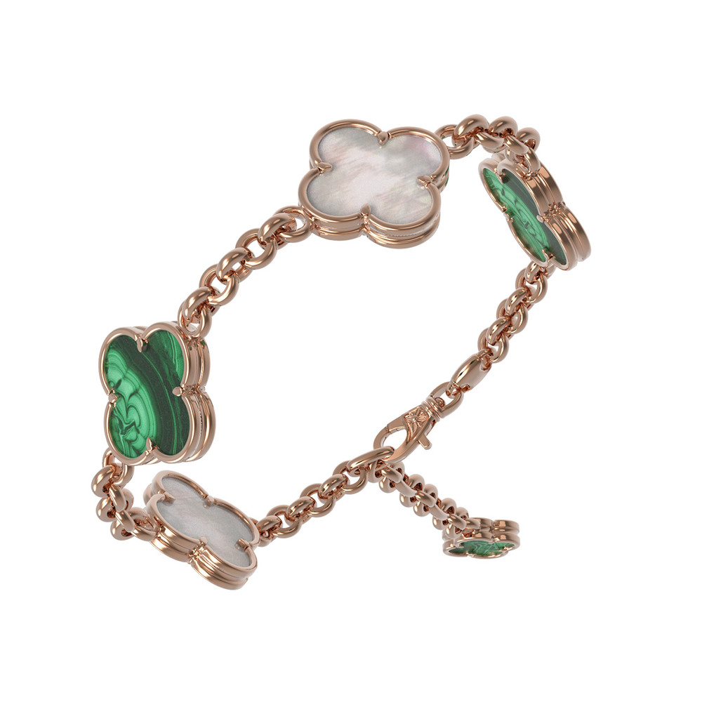 Браслет из золота c малахитом и перламутром