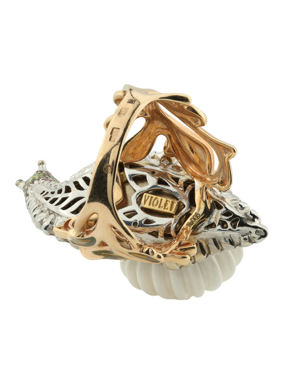 Кольцо из золота c эмалью и бивнем мамонта