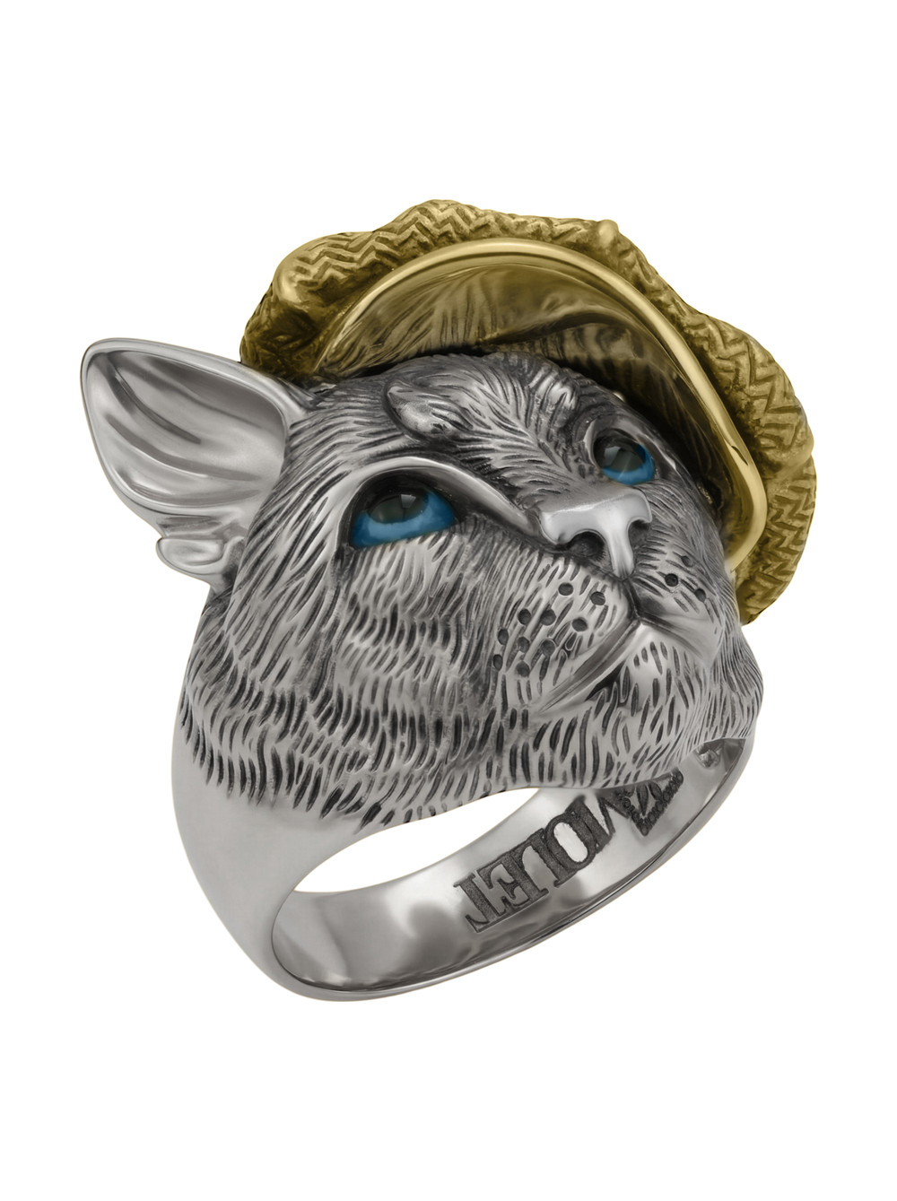 Кольцо из белого золота c эмалью