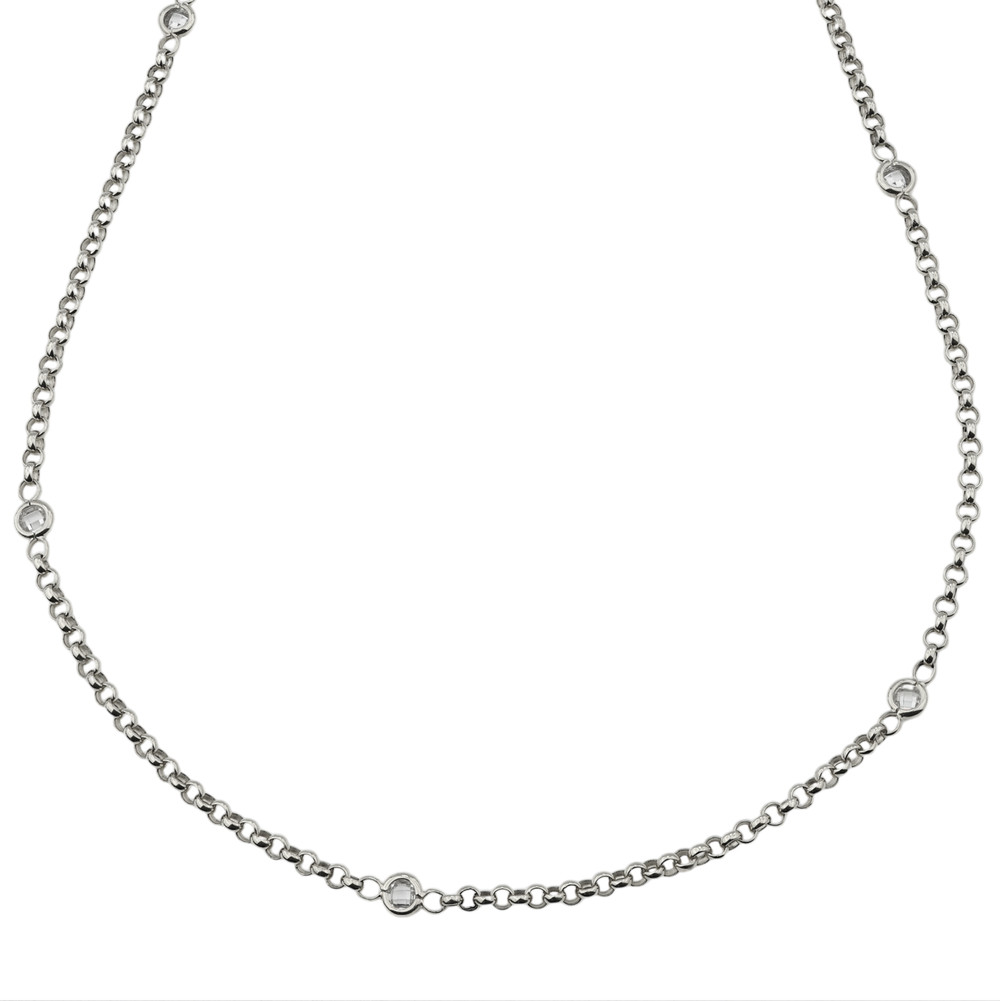 Цепь из белого золота c фианитом