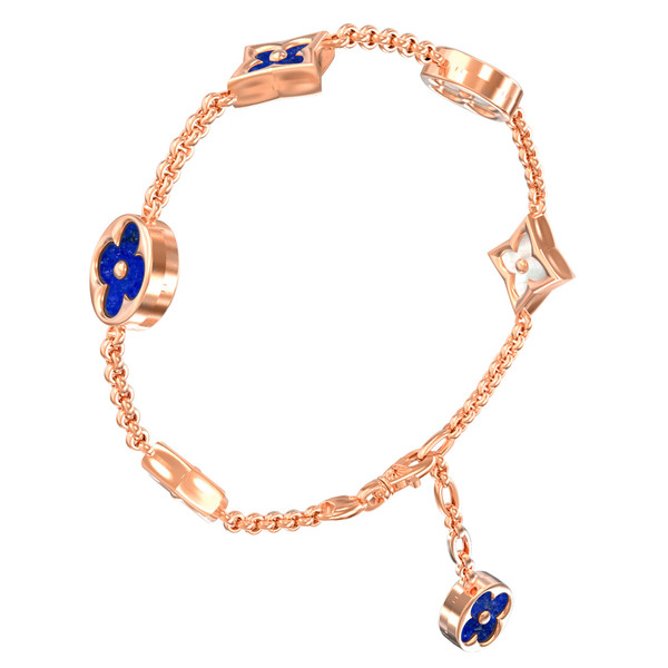 Браслет из золота c лазуритом и перламутром