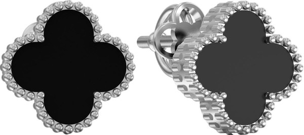 Серьги из белого золота c ониксом