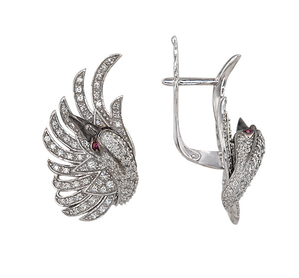 Серьги из белого золота c фианитом